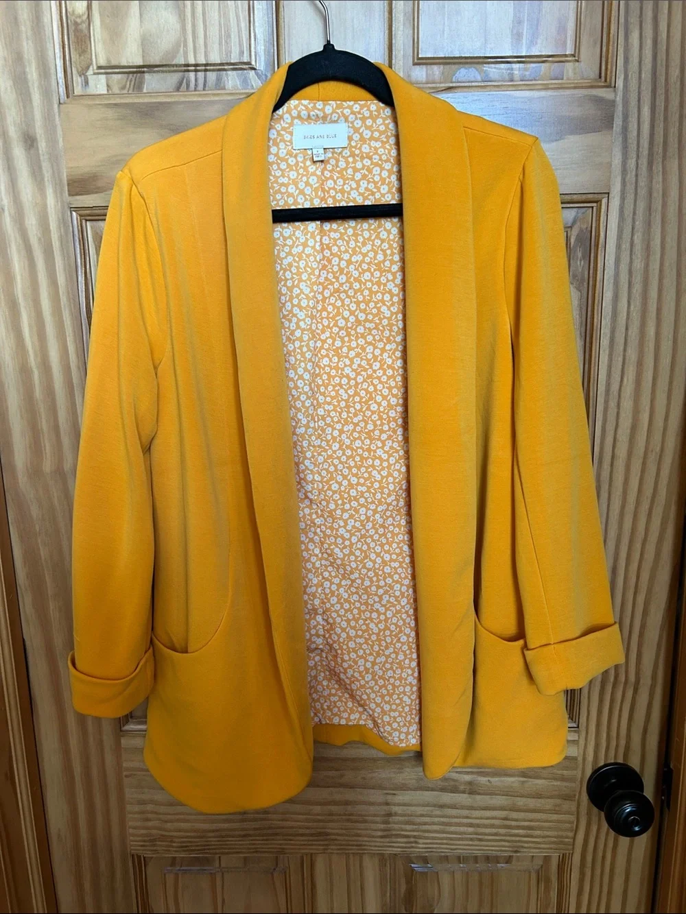 Skies Are Blue Mustard Yellow Open Front Blazer - Picture 1 of 7